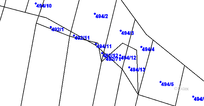 Parcela st. 492/12 v KÚ Padochov, Katastrální mapa