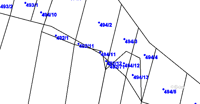 Parcela st. 494/11 v KÚ Padochov, Katastrální mapa