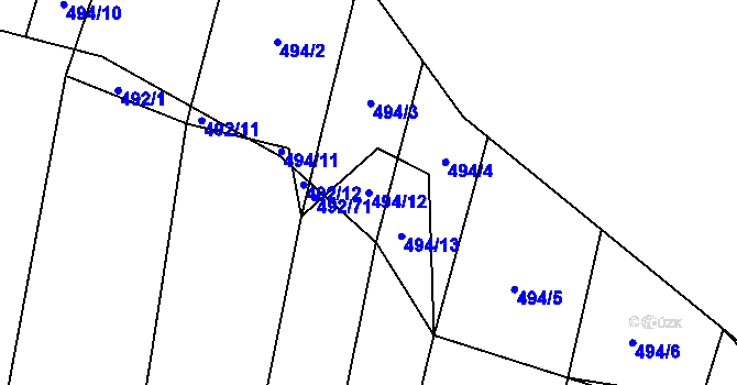 Parcela st. 494/12 v KÚ Padochov, Katastrální mapa