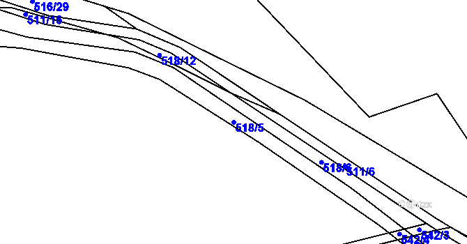 Parcela st. 518/5 v KÚ Padochov, Katastrální mapa