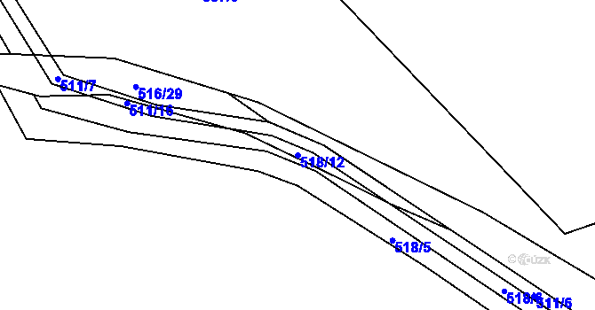 Parcela st. 518/12 v KÚ Padochov, Katastrální mapa
