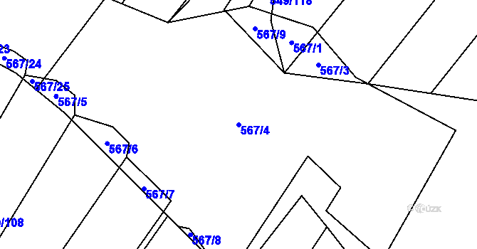 Parcela st. 567/4 v KÚ Padochov, Katastrální mapa
