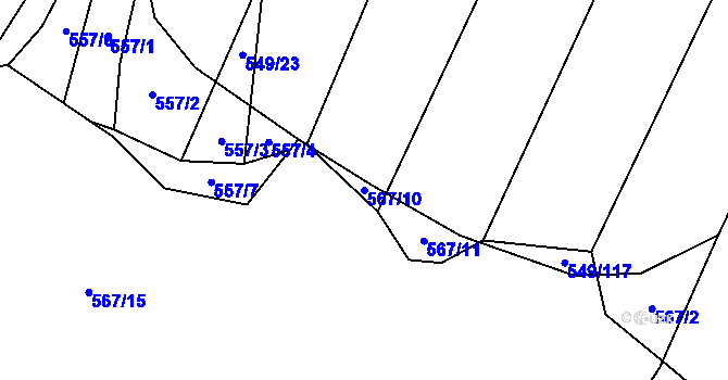 Parcela st. 567/10 v KÚ Padochov, Katastrální mapa