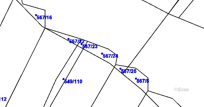 Parcela st. 567/24 v KÚ Padochov, Katastrální mapa