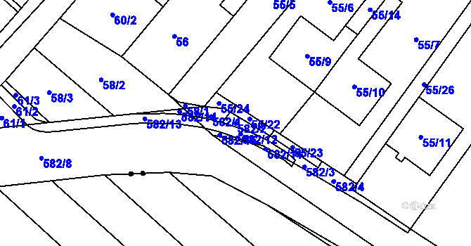 Parcela st. 582/2 v KÚ Padochov, Katastrální mapa