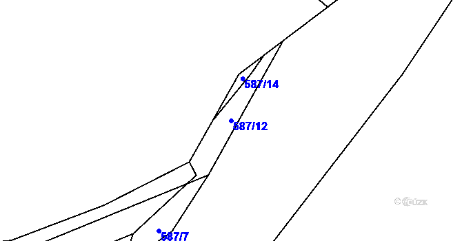 Parcela st. 587/12 v KÚ Padochov, Katastrální mapa