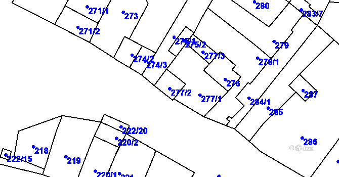 Parcela st. 277/2 v KÚ Padochov, Katastrální mapa