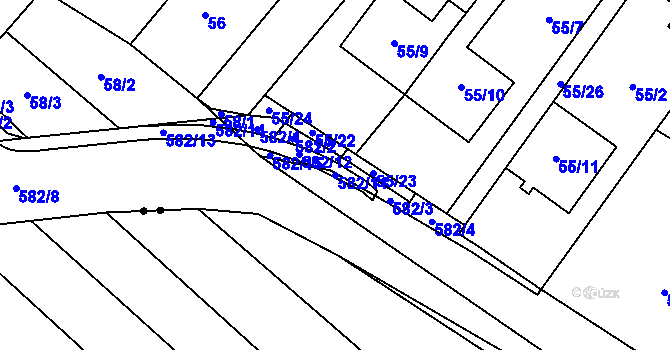 Parcela st. 582/11 v KÚ Padochov, Katastrální mapa