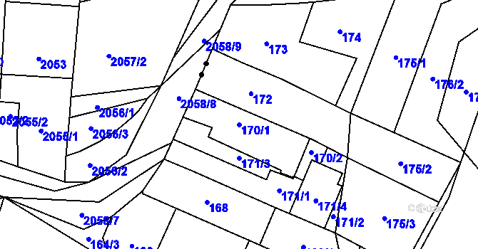 Parcela st. 170/1 v KÚ Padochov, Katastrální mapa