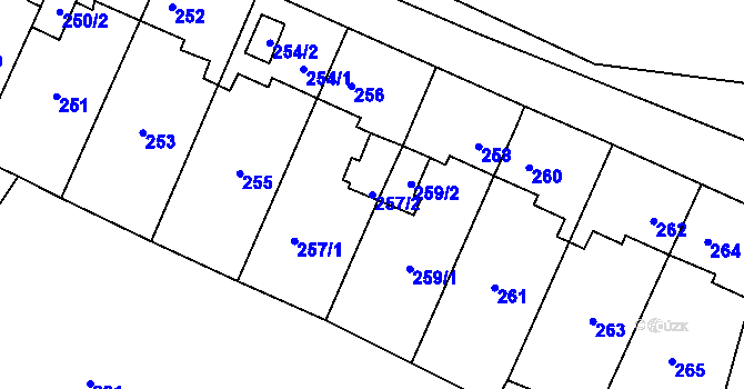 Parcela st. 257/2 v KÚ Padochov, Katastrální mapa