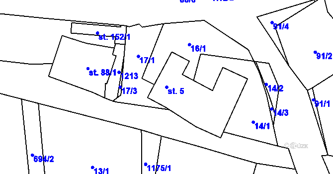Parcela st. 5 v KÚ Palačov, Katastrální mapa