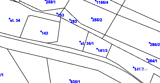 Parcela st. 35/1 v KÚ Palačov, Katastrální mapa