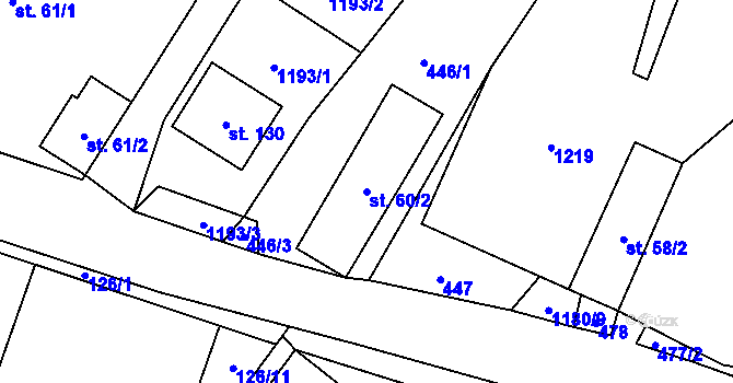 Parcela st. 60/2 v KÚ Palačov, Katastrální mapa