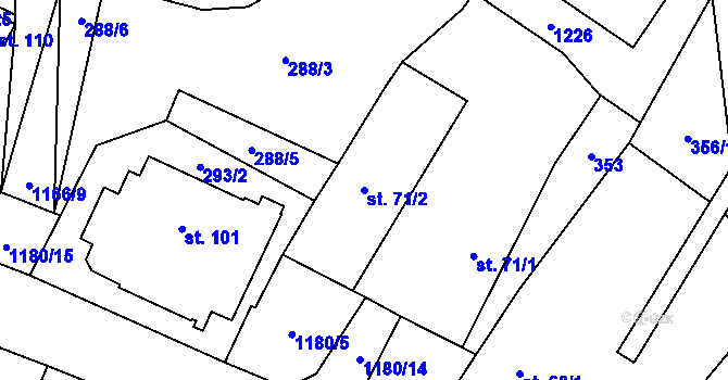 Parcela st. 71/2 v KÚ Palačov, Katastrální mapa