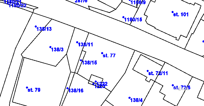 Parcela st. 77 v KÚ Palačov, Katastrální mapa
