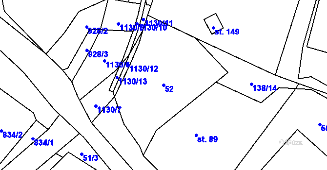 Parcela st. 52 v KÚ Palačov, Katastrální mapa