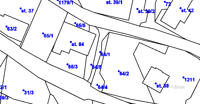 Parcela st. 64/1 v KÚ Palačov, Katastrální mapa