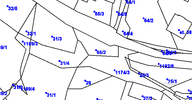 Parcela st. 65/2 v KÚ Palačov, Katastrální mapa
