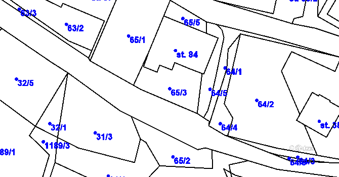 Parcela st. 65/3 v KÚ Palačov, Katastrální mapa