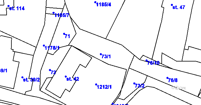 Parcela st. 73 v KÚ Palačov, Katastrální mapa
