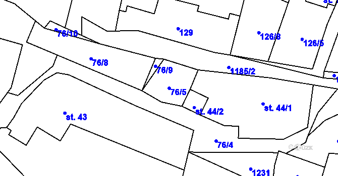 Parcela st. 76/5 v KÚ Palačov, Katastrální mapa