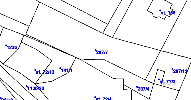 Parcela st. 287/7 v KÚ Palačov, Katastrální mapa