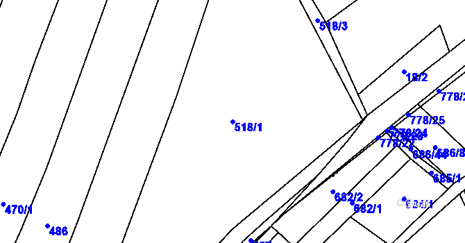 Parcela st. 518/1 v KÚ Palačov, Katastrální mapa