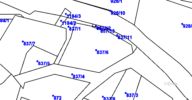 Parcela st. 837/6 v KÚ Palačov, Katastrální mapa