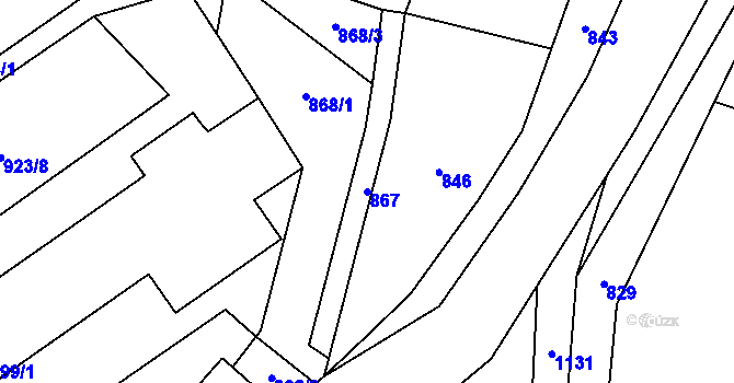 Parcela st. 867 v KÚ Palačov, Katastrální mapa