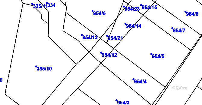 Parcela st. 954/12 v KÚ Palačov, Katastrální mapa