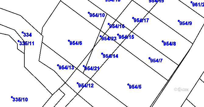 Parcela st. 954/14 v KÚ Palačov, Katastrální mapa