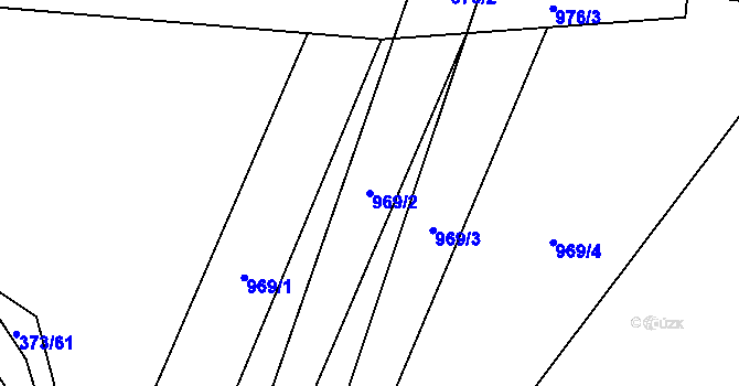 Parcela st. 969/2 v KÚ Palačov, Katastrální mapa