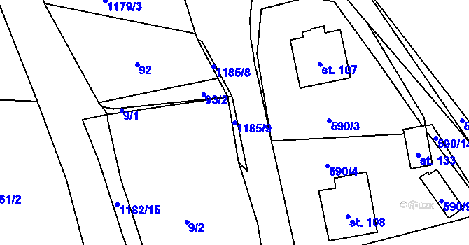 Parcela st. 1185/9 v KÚ Palačov, Katastrální mapa