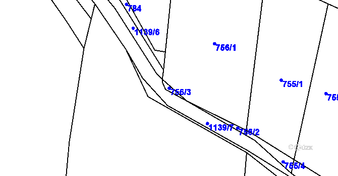 Parcela st. 756/3 v KÚ Palačov, Katastrální mapa