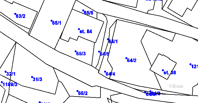 Parcela st. 64/5 v KÚ Palačov, Katastrální mapa