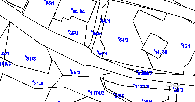 Parcela st. 64/4 v KÚ Palačov, Katastrální mapa