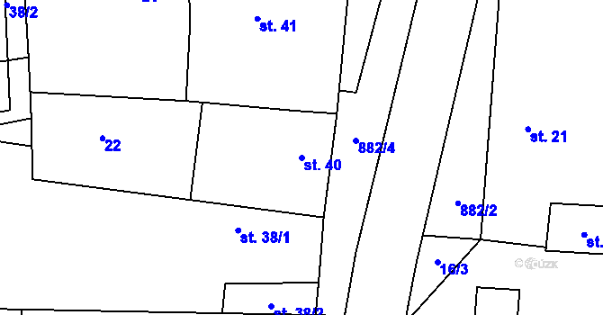 Parcela st. 40 v KÚ Páleč u Zlonic, Katastrální mapa