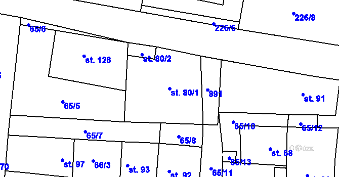 Parcela st. 80/1 v KÚ Páleč u Zlonic, Katastrální mapa