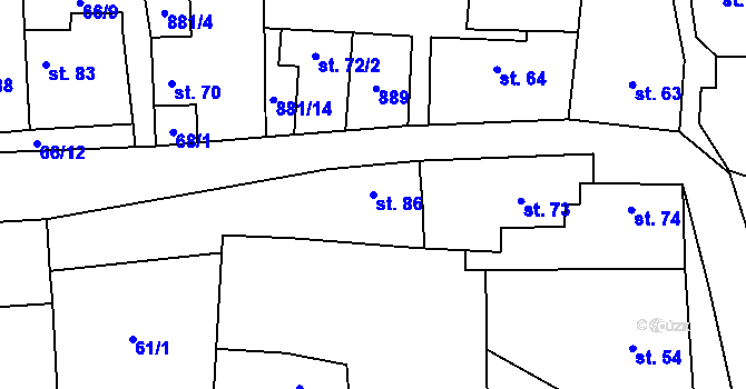 Parcela st. 86 v KÚ Páleč u Zlonic, Katastrální mapa