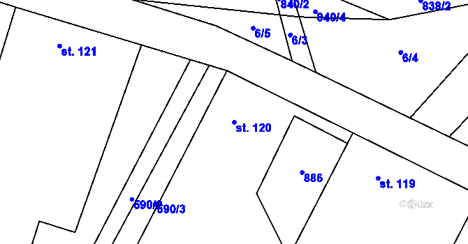 Parcela st. 120 v KÚ Páleč u Zlonic, Katastrální mapa
