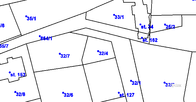 Parcela st. 32/4 v KÚ Páleč u Zlonic, Katastrální mapa