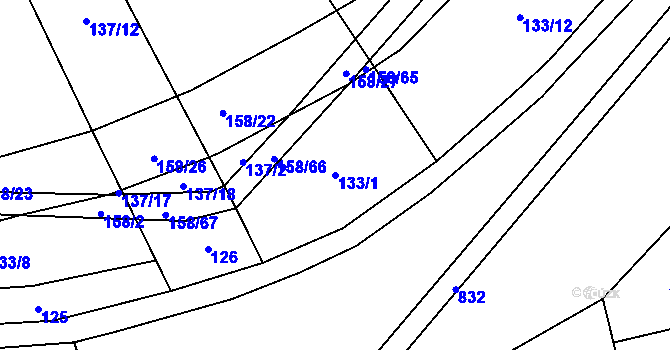 Parcela st. 133/1 v KÚ Páleč u Zlonic, Katastrální mapa