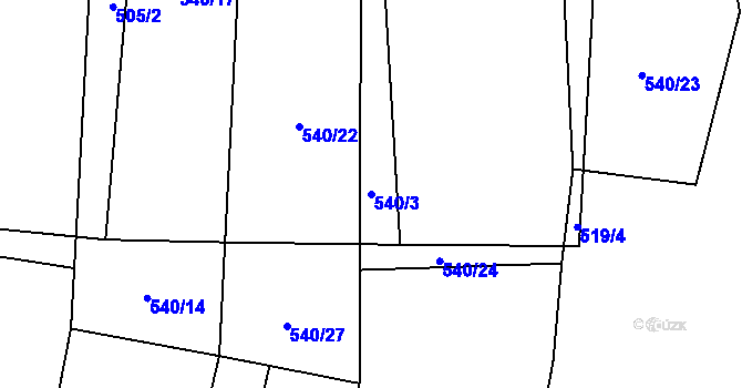 Parcela st. 540/3 v KÚ Páleč u Zlonic, Katastrální mapa