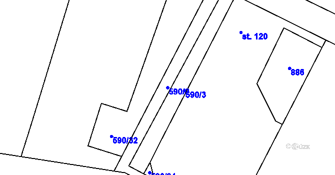 Parcela st. 590/2 v KÚ Páleč u Zlonic, Katastrální mapa