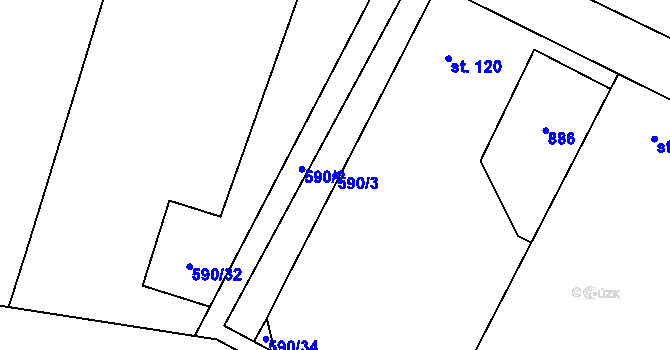 Parcela st. 590/3 v KÚ Páleč u Zlonic, Katastrální mapa