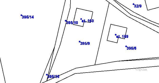 Parcela st. 395/9 v KÚ Páleč u Zlonic, Katastrální mapa
