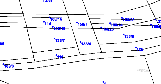 Parcela st. 133/4 v KÚ Páleč u Zlonic, Katastrální mapa