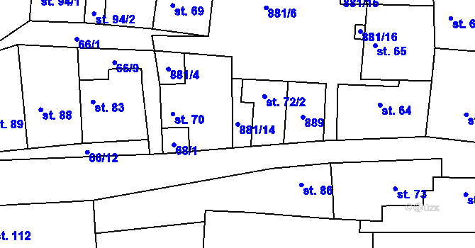 Parcela st. 881/14 v KÚ Páleč u Zlonic, Katastrální mapa