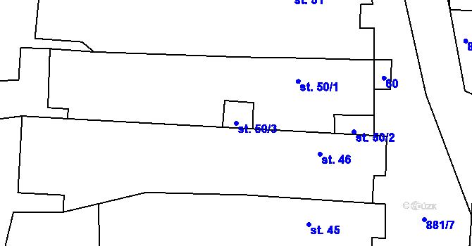 Parcela st. 50/3 v KÚ Páleč u Zlonic, Katastrální mapa