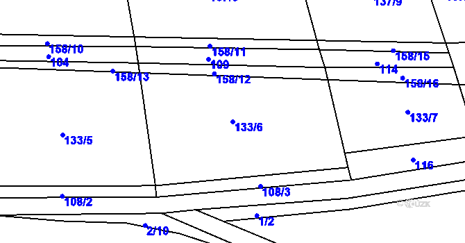 Parcela st. 133/6 v KÚ Páleč u Zlonic, Katastrální mapa